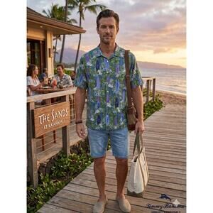Tommy Bahama Veracruz Cay Camp Shirt XLarge Hawaiian Floral Tropical Surfboards
